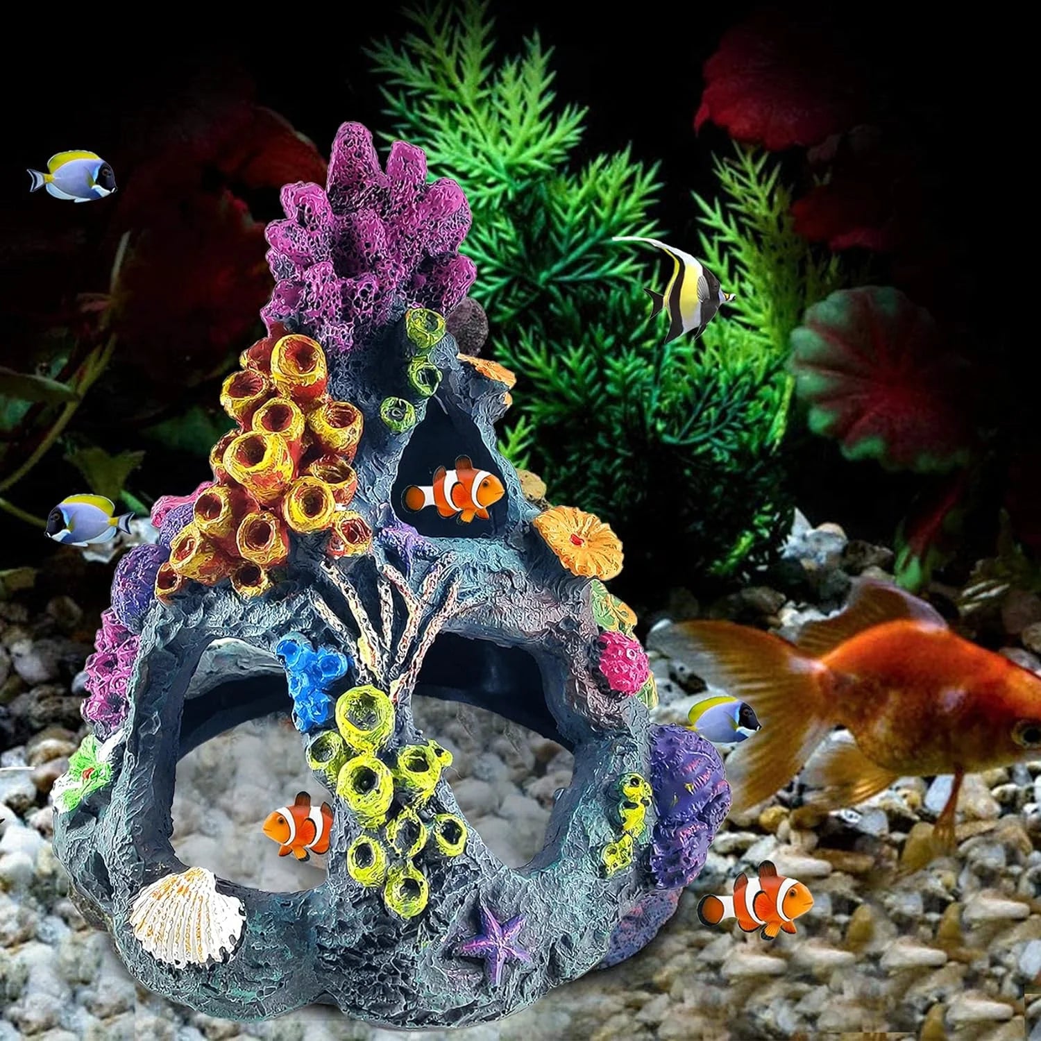 Fish Tank Accessories Aquarium Decorations, Fish Tank Decor Aquarium Accessories, Fish Tank Plants Rock Decor, Goldfish Betta Fish Hideout