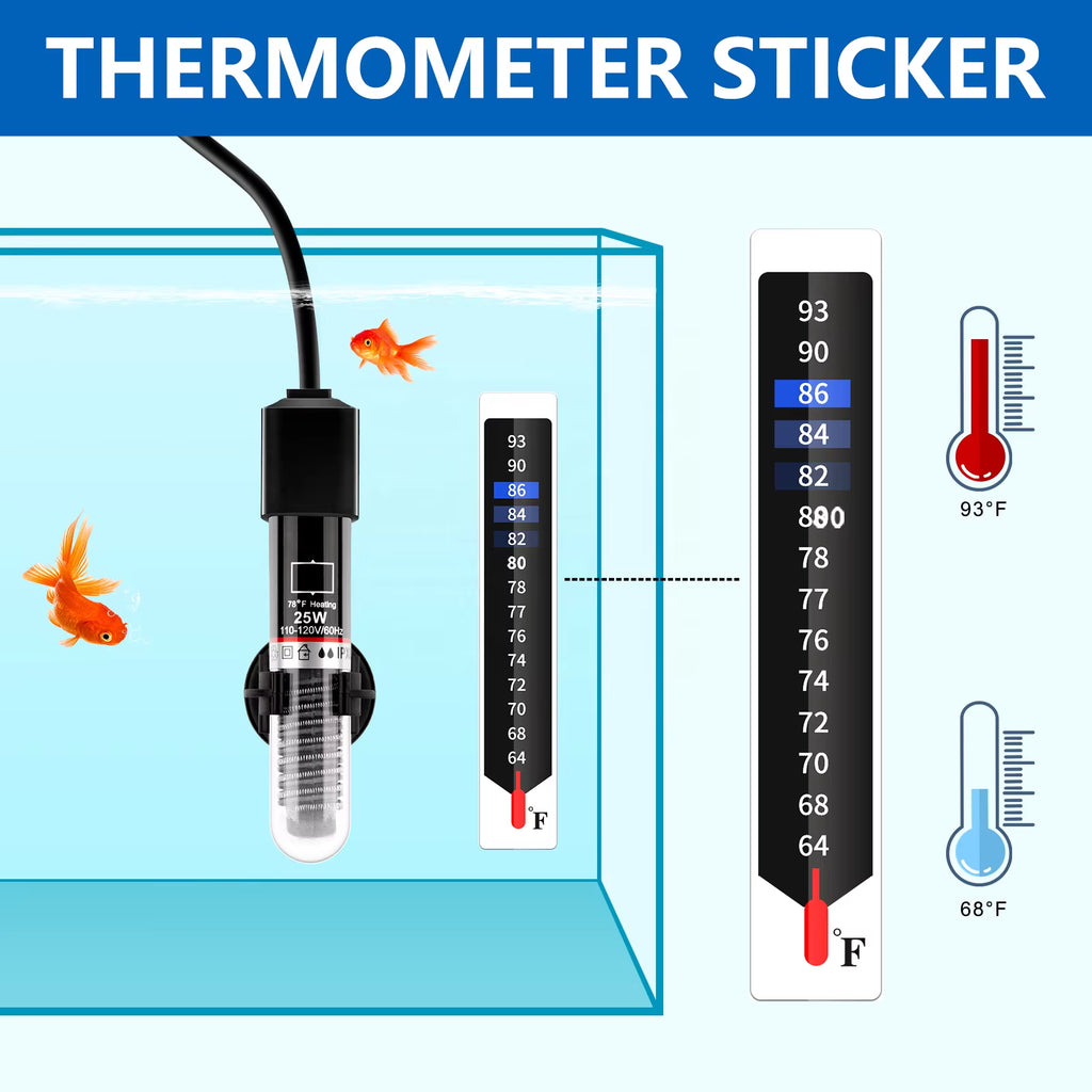 FREESEA 25W Submersible Heater for Aquariums Preset Temperature 1-5 Gallon Freshwater/Saltwater Fish Tank Small Size Free