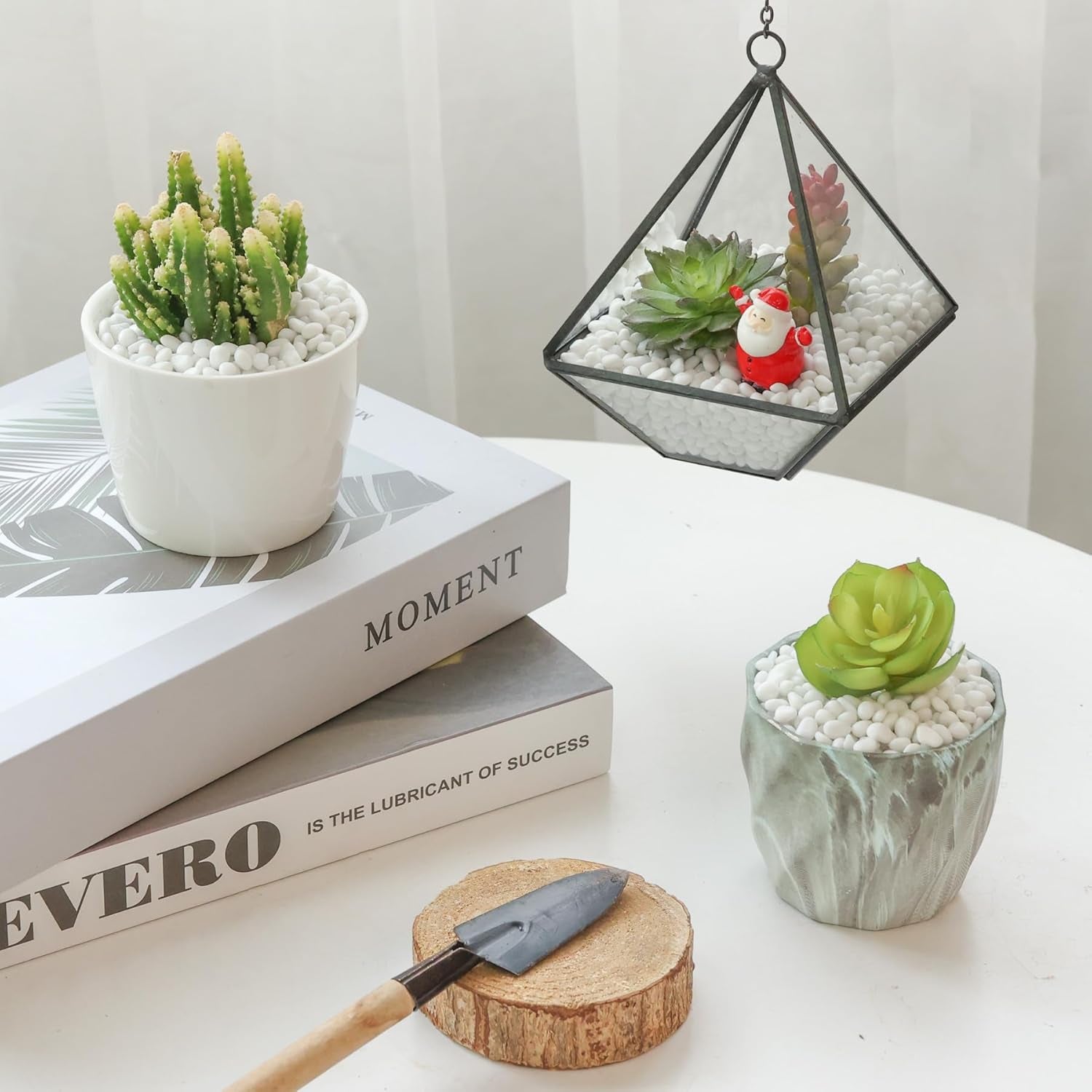 Natural Tumbled White Gravel Stones - 1 LB Irregular Shaped Pebbles for Potted Plants, Bonsai, Vases, and Aquarium Decoration