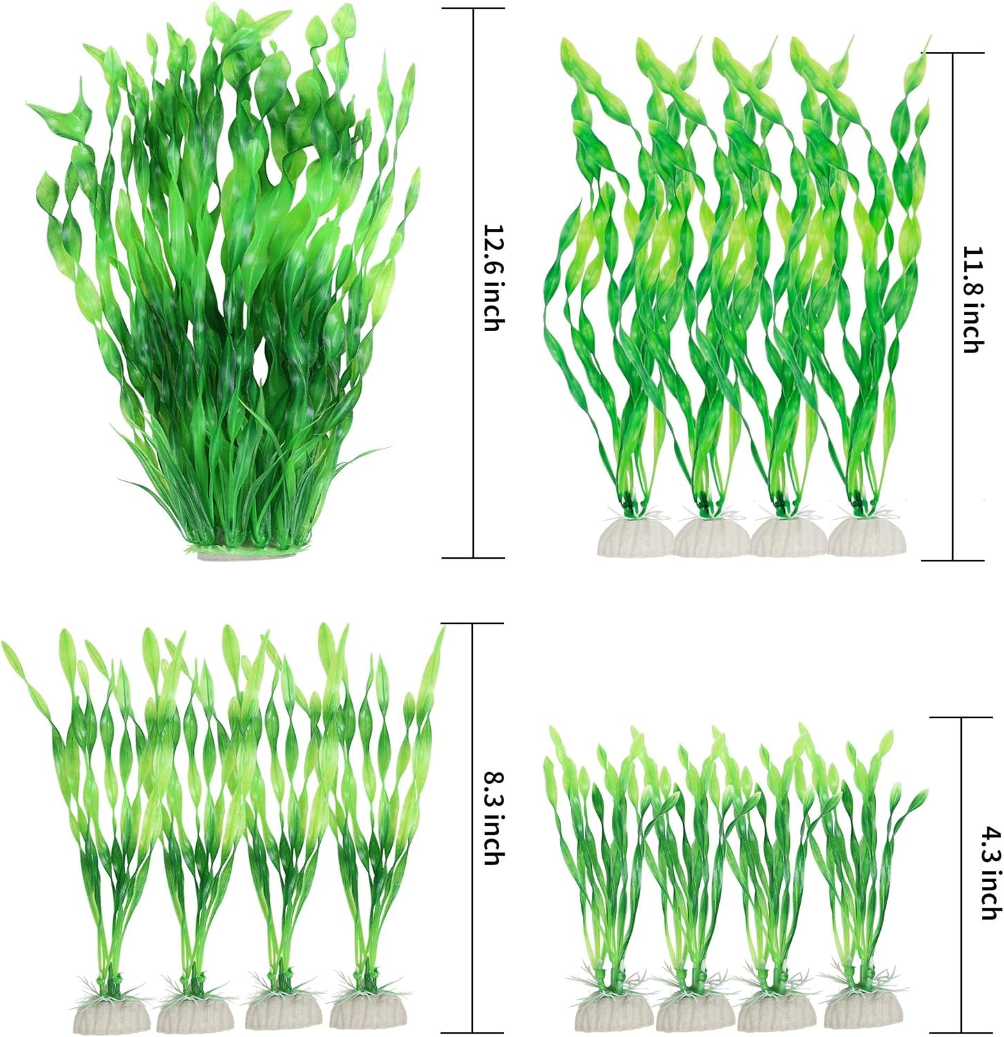 13-Pack Artificial Aquarium Plants - Green Plastic Seaweed for Fish Tanks