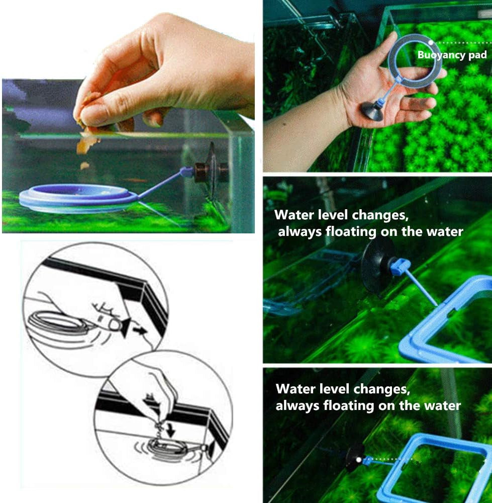 Two-Piece Floating Fish Feeding Ring with Suction Cup – Safe Blue Feeder for Aquariums, Suitable for Guppy, Betta, Goldfish, and More