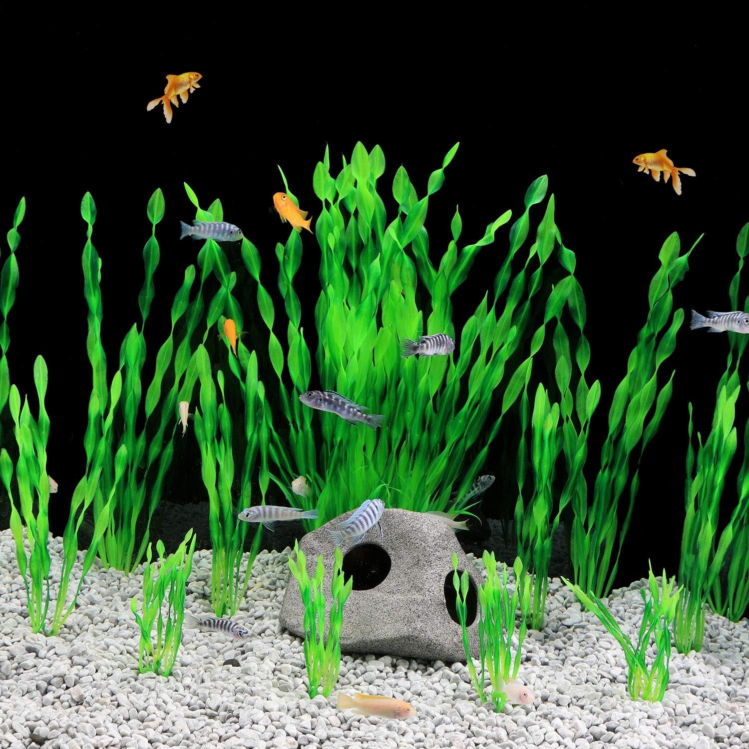 13-Pack Artificial Aquarium Plants - Green Plastic Seaweed for Fish Tanks