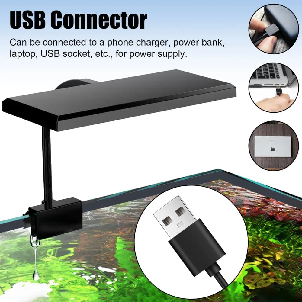 LED Aquarium Light,Full Spectrum Aquarium Plant Light,Clip on Freshwater Planted Light for Aquarium Plant Growth,Dimmable Nano Refugium Tank Light,Adjustable Timer/Brightness, IP68