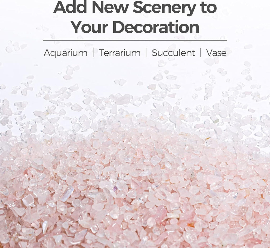 Tumbled Crystal Quartz Chips - 1 LB Irregular Shaped Healing Stones for Potted Plants, Resin Art, Vase Fillers, and Aquarium Gravel (Light Rose)