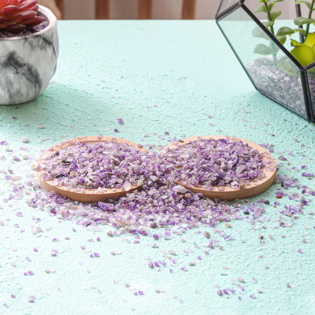 Tumbled Crystal Quartz Chips - 1 LB, Irregular Shaped Healing Stones for DIY Projects, Potted Plants, Resin Art, Vase Fillers, and Aquarium Gravel (Amethyst)