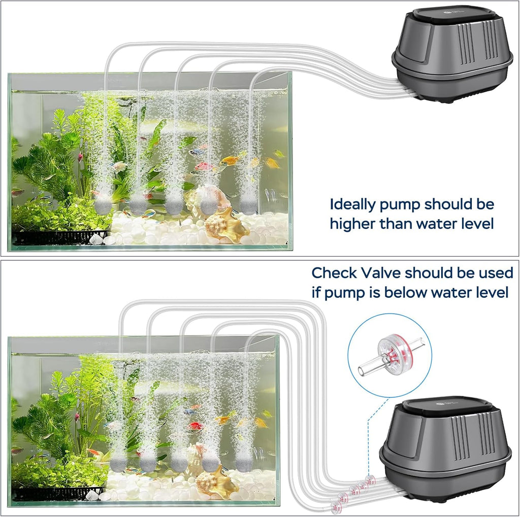 Aquarium Air Pump Super Quiet Fish Tank Air Pump, 6W/10W 190Gph/317Gphaquarium Bubbler Hydroponics Air Pump Oxygen Pump Pond Aerator