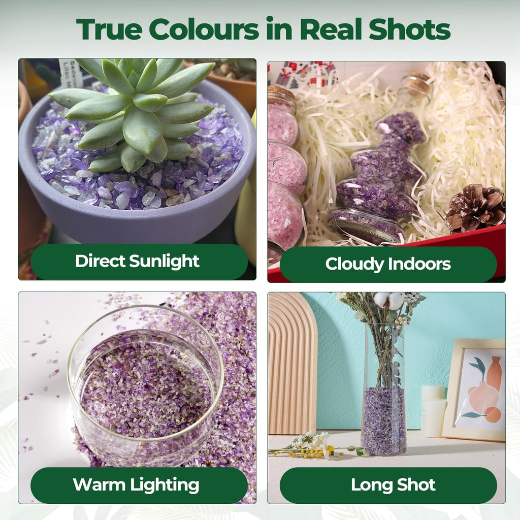 Tumbled Crystal Quartz Chips - 1 LB, Irregular Shaped Healing Stones for DIY Projects, Potted Plants, Resin Art, Vase Fillers, and Aquarium Gravel (Amethyst)