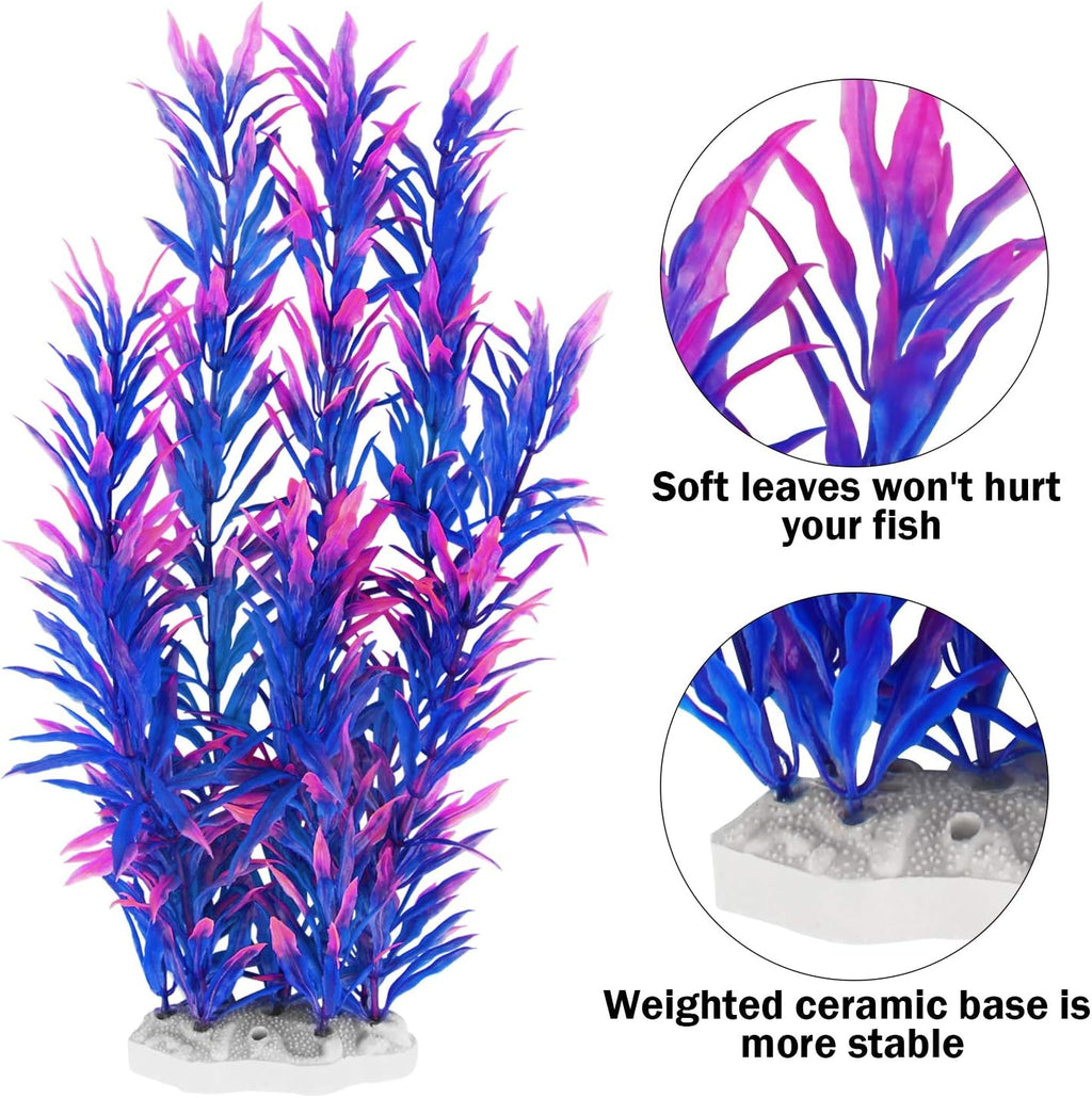 10-Pack Artificial Aquarium Plants for Decorative Fish Tank (Blue)