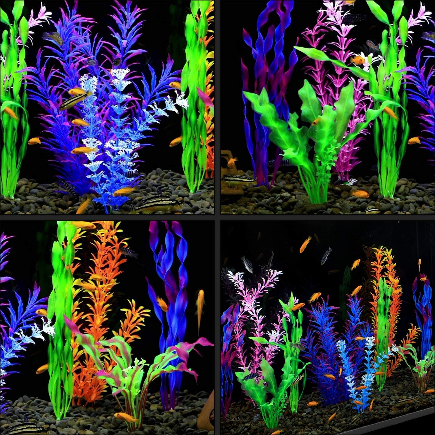 10-Pack Artificial Aquarium Plants for Decorative Fish Tank (Blue)