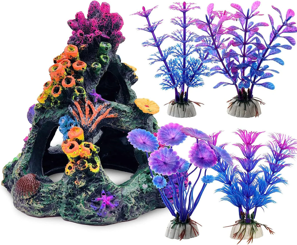 Fish Tank Accessories Aquarium Decorations, Fish Tank Decor Aquarium Accessories, Fish Tank Plants Rock Decor, Goldfish Betta Fish Hideout
