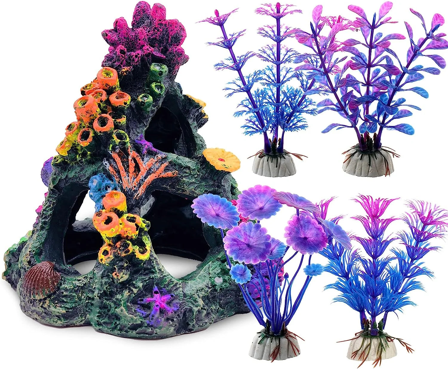 Fish Tank Accessories Aquarium Decorations, Fish Tank Decor Aquarium Accessories, Fish Tank Plants Rock Decor, Goldfish Betta Fish Hideout