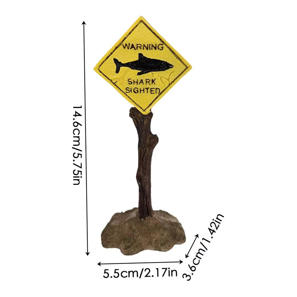 Aquarium Shark Warning Sign Resin Fish Tank Decorations Funny Aquarium Fish Tank Decor Ornaments for Aquarium Fish Tank