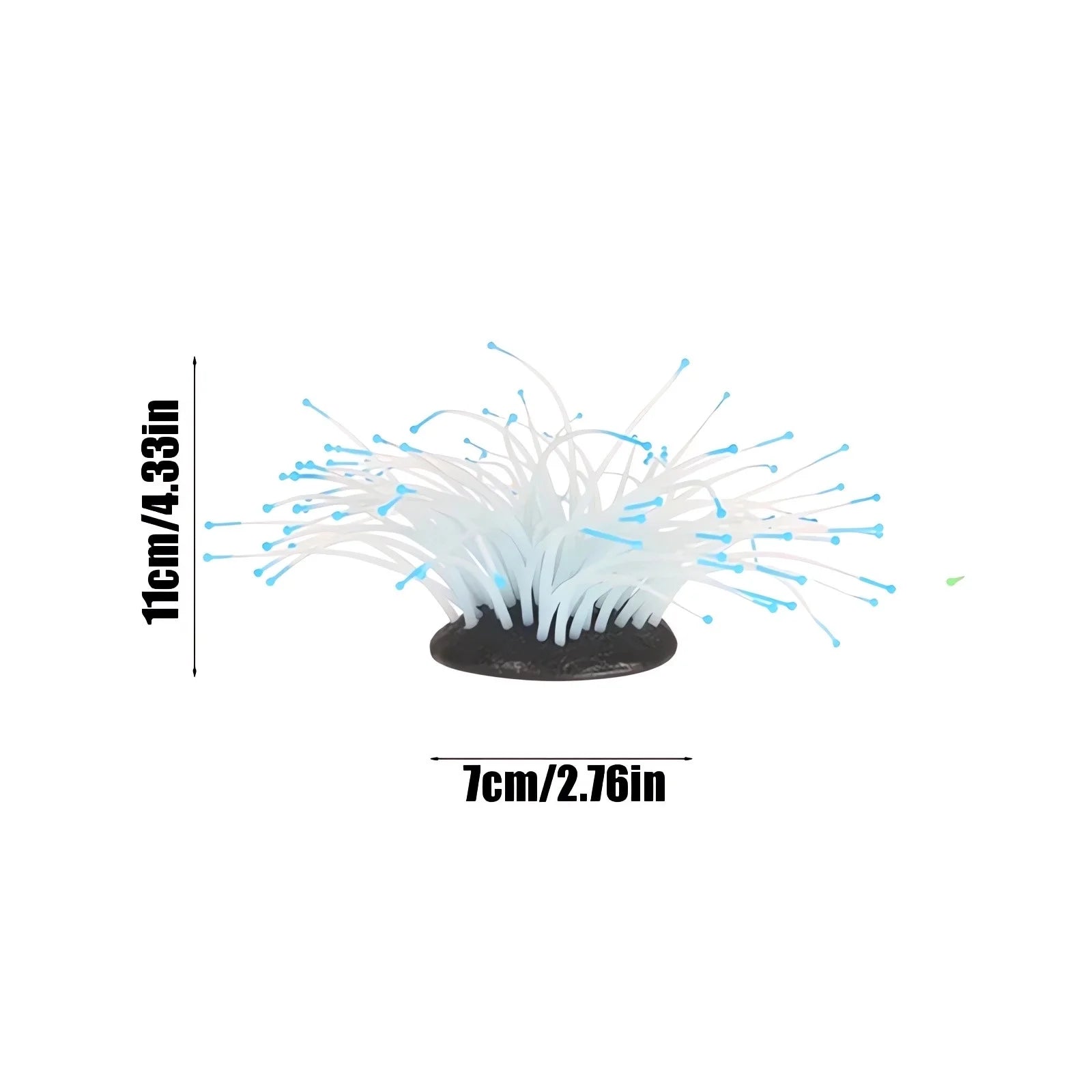 Simulation Silicone Luminous Sea Anemone Ornament Artificial Coral Plant Simulation Sea Anemone for Aquarium Fish Decoration with Suction Cup(Blue)