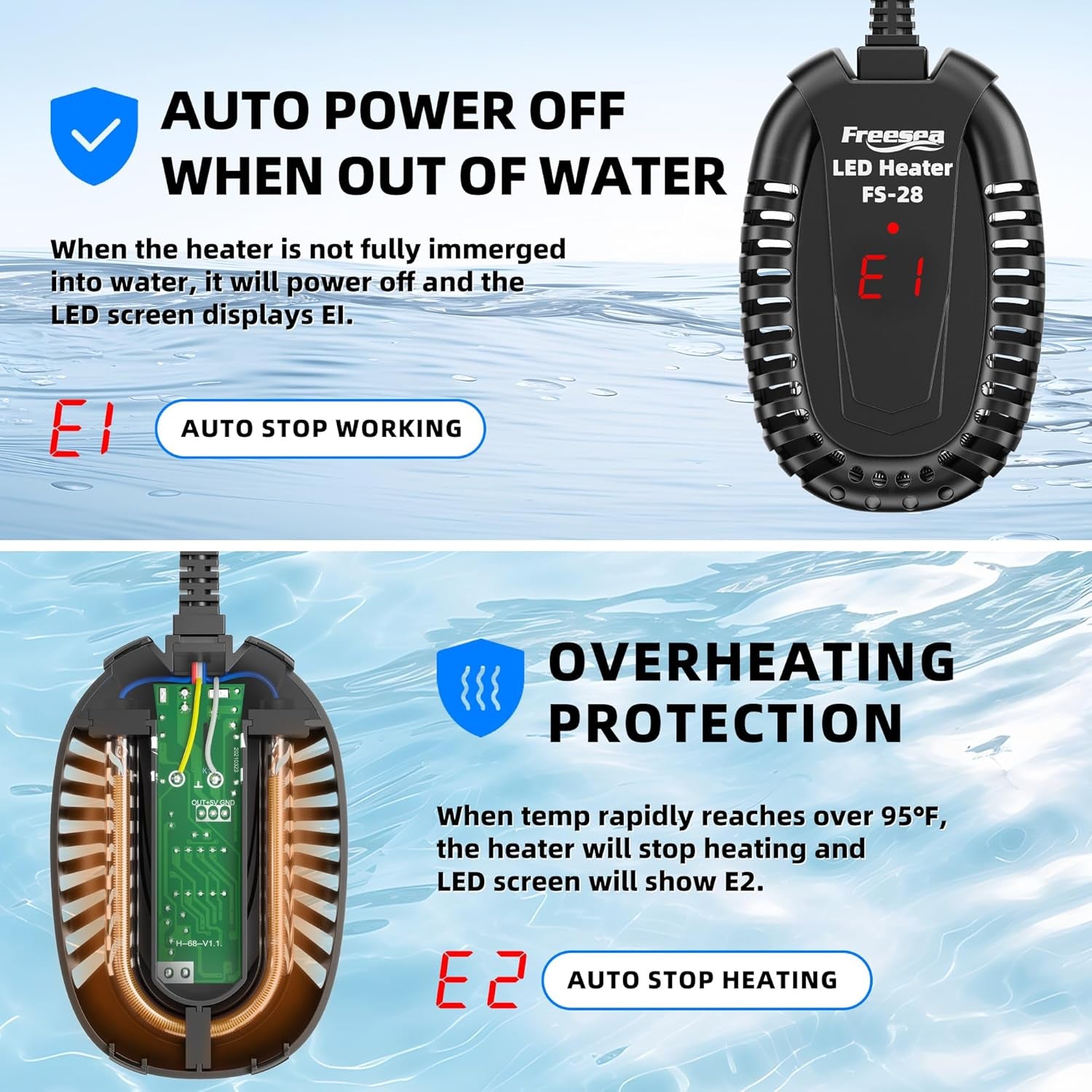 50W Submersible Aquarium Heater with Adjustable Temperature Controller for Betta, Saltwater, and Freshwater Tanks (1-10 Gallon)