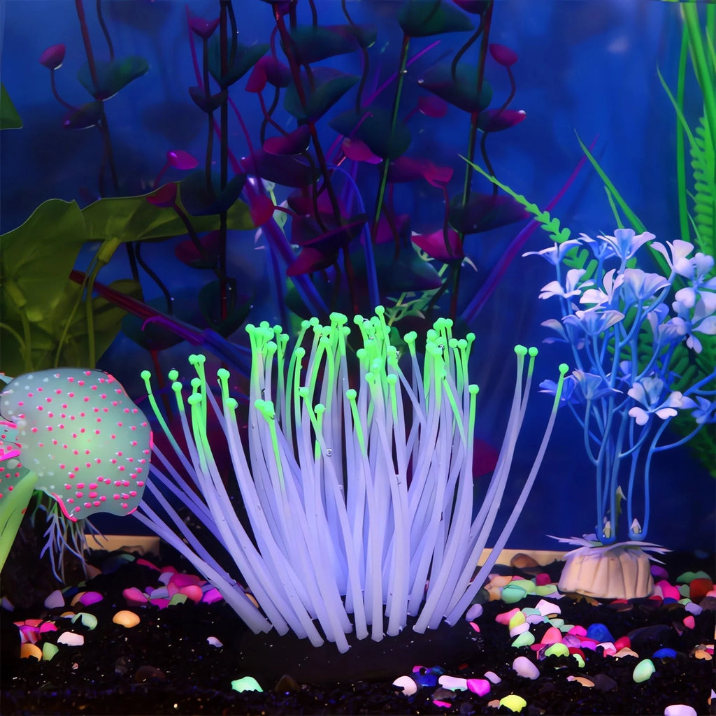 Artificial Aquarium Fish Tank Decoration, Silicone Soft Sea Anemone- Fake Sea Anemone Fish Tank Ornament Decoration Simulation Landscape (Green)
