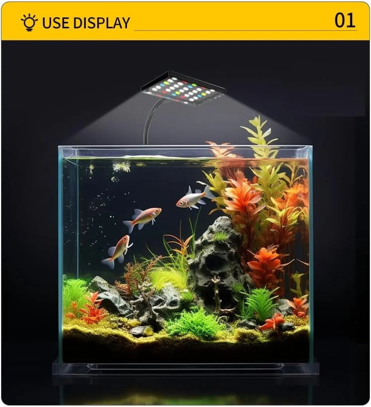 LED Aquarium Light,Full Spectrum Aquarium Plant Light,Clip on Freshwater Planted Light for Aquarium Plant Growth,Dimmable Nano Refugium Tank Light,Adjustable Timer/Brightness, IP68
