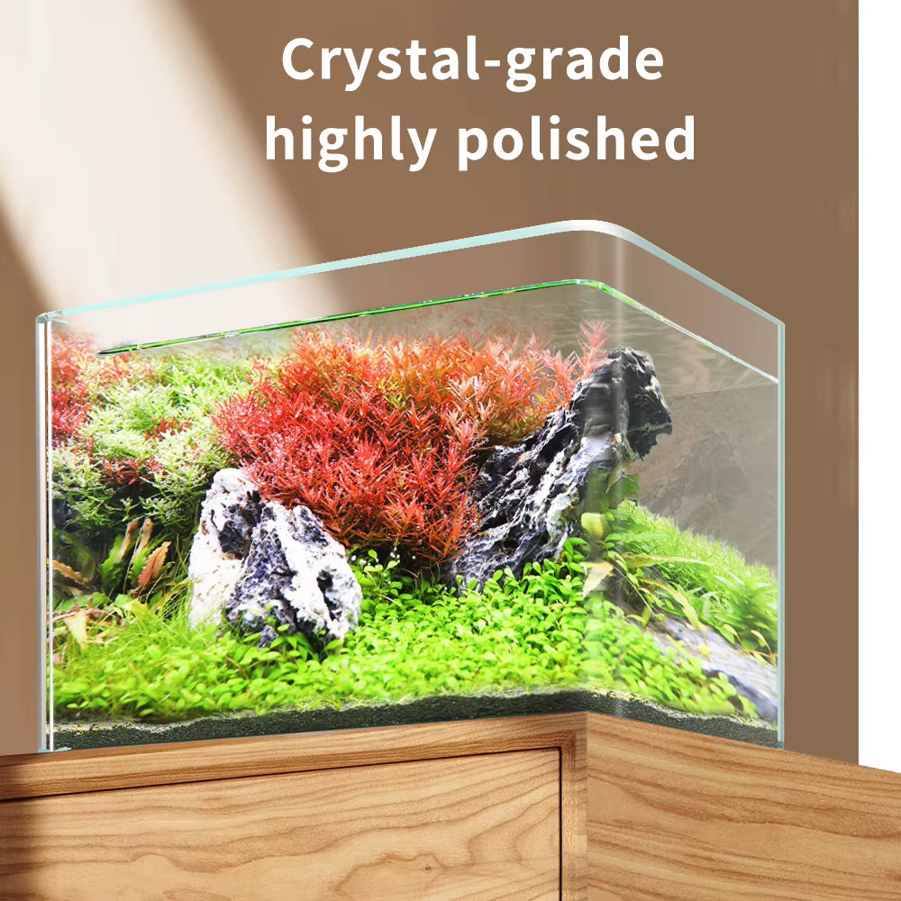 Yee Factory Wholesale 5 in 1 Low Iron Glass Aquarium Ultra White Clear Glass Curved Fish Tank 10 Gallon Small Fish Tank