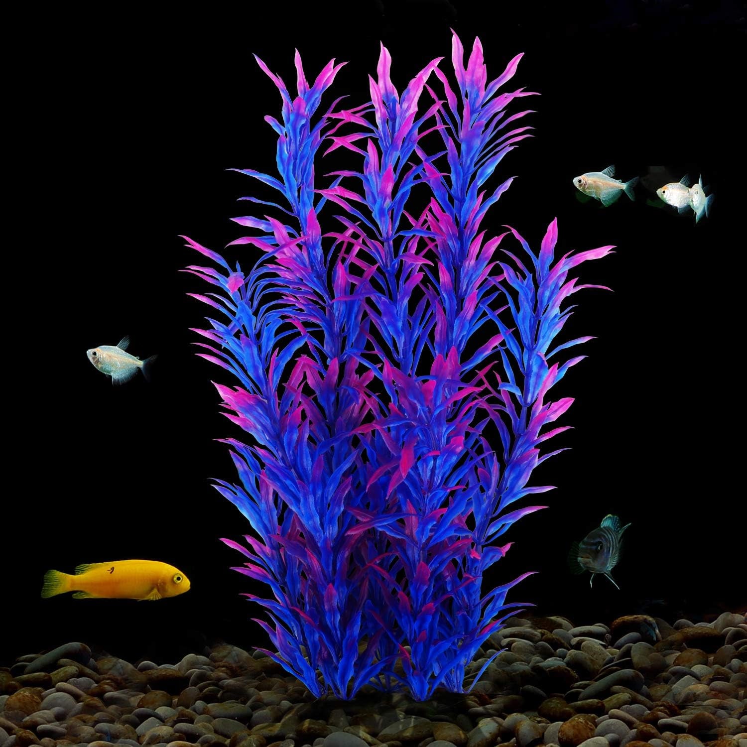 10-Pack Artificial Aquarium Plants for Decorative Fish Tank (Blue)