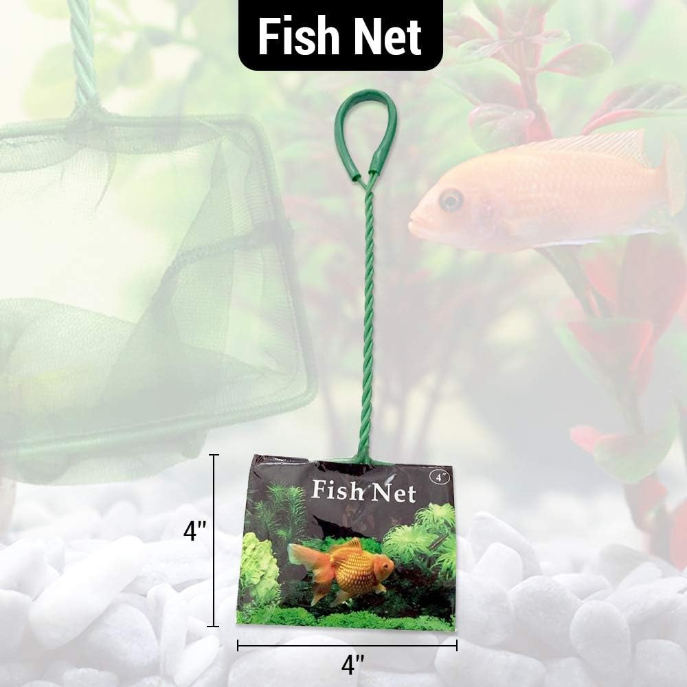 Fish Tank Cleaner/Fish Tank Accessories - Comes W/Gravel Vacuum for Aquarium, Fish Net, Magnet Brush & Algae Scraper - BPA Free Aquarium Supplies & Aquarium Cleaning Tools (3 in 1 Starter Kit)