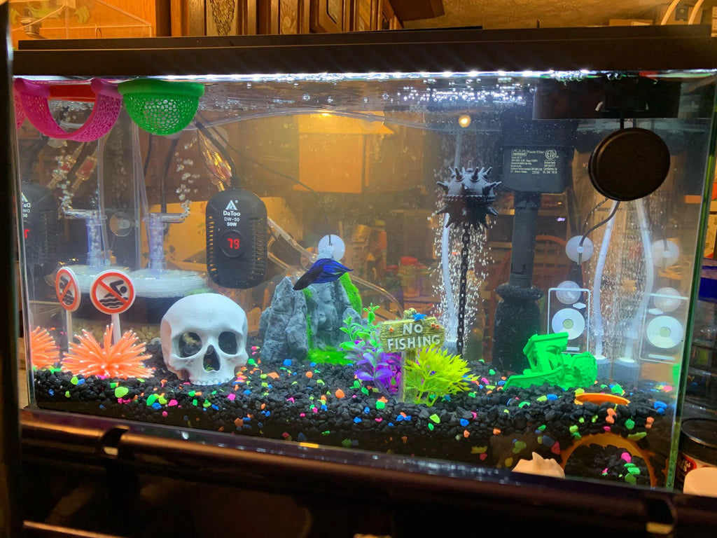 Floating Naval Mine Aquarium Decor with Chain Fish Tank Ornament