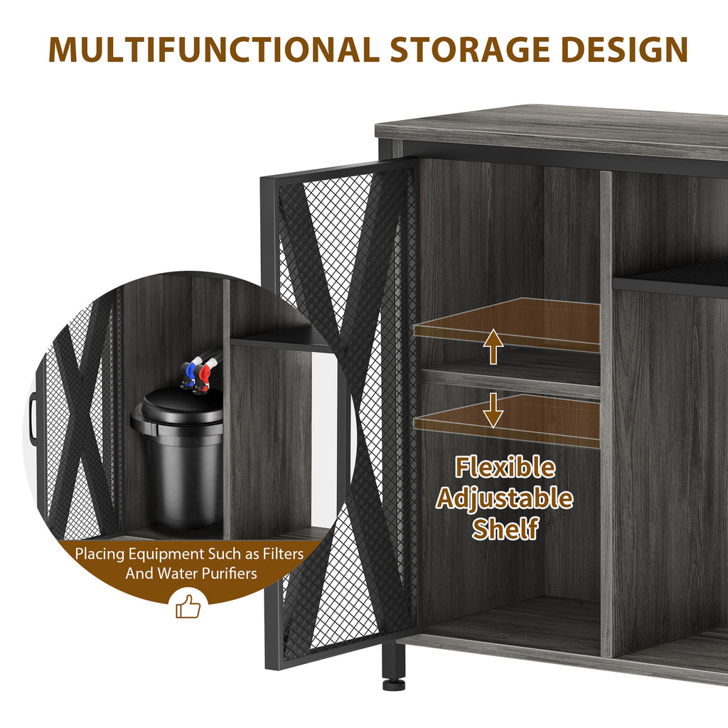 50 Gallon Aquarium Stand with Storage &Charging Station LED Fish Tank Stand