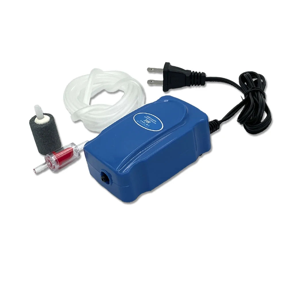 Aquarium Air Pump for 5-20 Gallon Fish Tank, 3W 48GPH Oxygen Aerator for Sponge Filter with Air Stone, Airline Tubing, Check Valve, Hydroponic Air Bubbler Pump