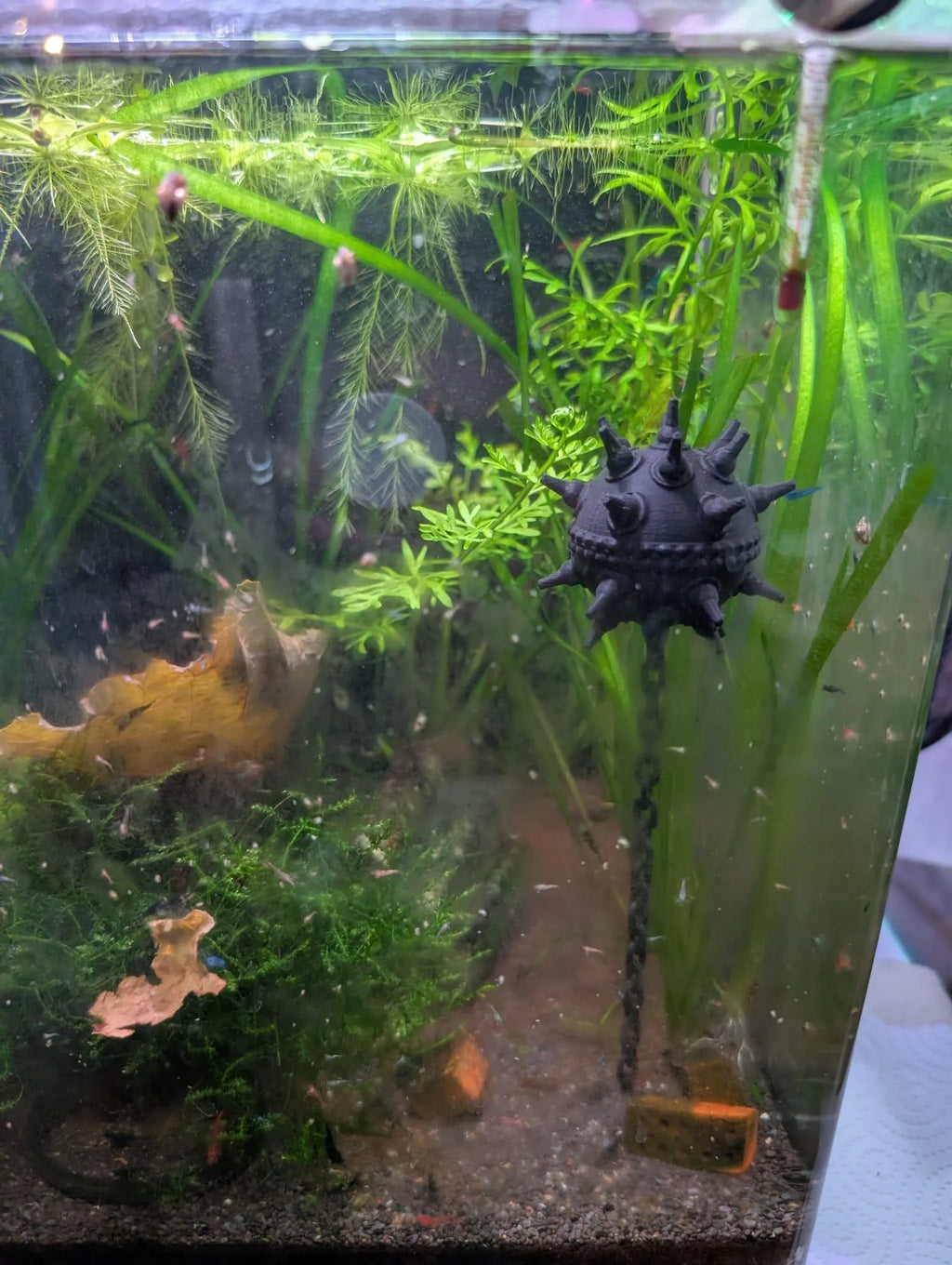 Floating Naval Mine Aquarium Decor with Chain Fish Tank Ornament