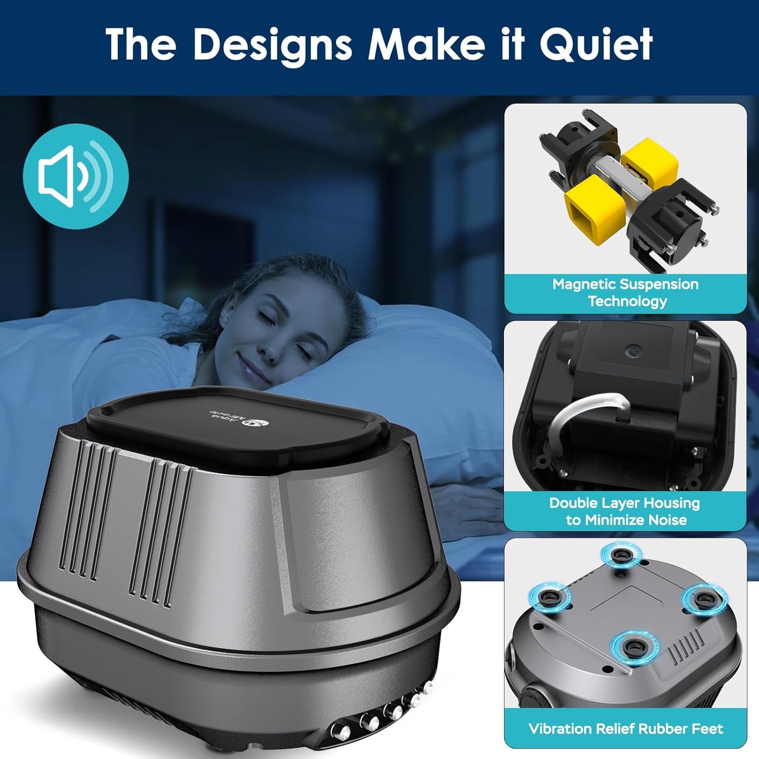 Aquarium Air Pump Super Quiet Fish Tank Air Pump, 6W/10W 190Gph/317Gphaquarium Bubbler Hydroponics Air Pump Oxygen Pump Pond Aerator