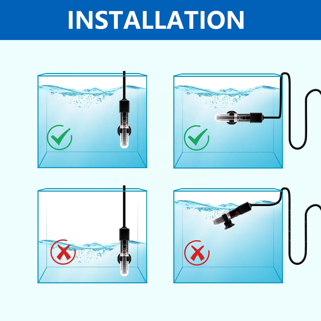 FREESEA 25W Submersible Heater for Aquariums Preset Temperature 1-5 Gallon Freshwater/Saltwater Fish Tank Small Size Free