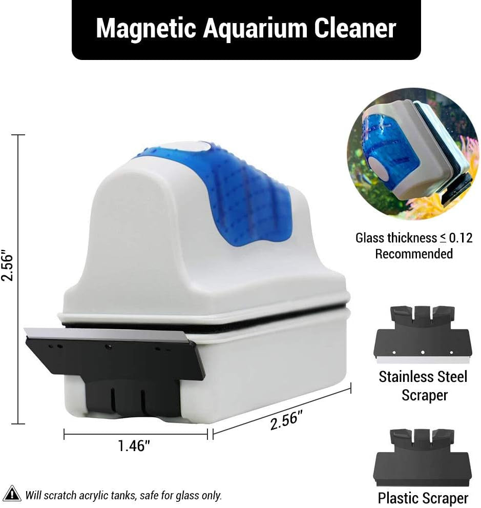 Fish Tank Cleaner/Fish Tank Accessories - Comes W/Gravel Vacuum for Aquarium, Fish Net, Magnet Brush & Algae Scraper - BPA Free Aquarium Supplies & Aquarium Cleaning Tools (3 in 1 Starter Kit)