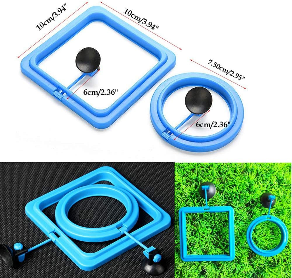Two-Piece Floating Fish Feeding Ring with Suction Cup – Safe Blue Feeder for Aquariums, Suitable for Guppy, Betta, Goldfish, and More
