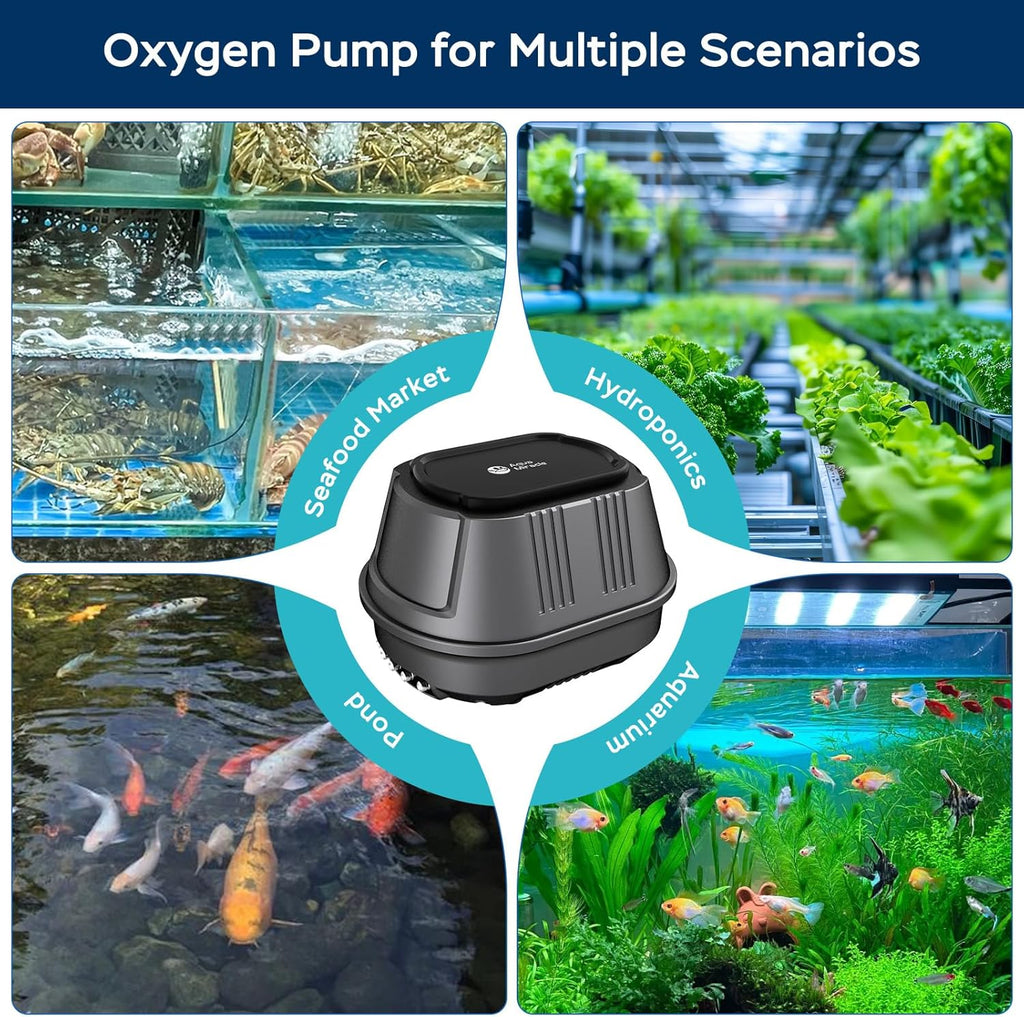 Aquarium Air Pump Super Quiet Fish Tank Air Pump, 6W/10W 190Gph/317Gphaquarium Bubbler Hydroponics Air Pump Oxygen Pump Pond Aerator