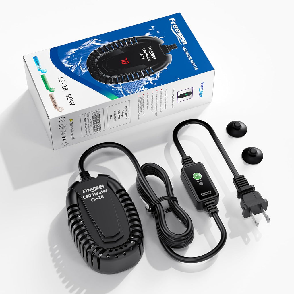 50W Submersible Aquarium Heater with Adjustable Temperature Controller for Betta, Saltwater, and Freshwater Tanks (1-10 Gallon)