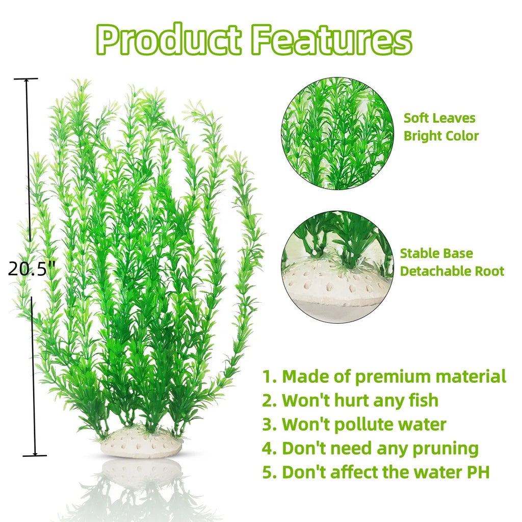 Aquarium Decor, Tall Aquarium Plastic Plants ,21 Inches Artificial Water Fake Plant Used for Fish Tank Decorations 2Pcs