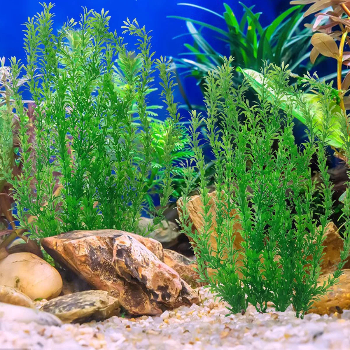 Aquarium Decor, Tall Aquarium Plastic Plants ,21 Inches Artificial Water Fake Plant Used for Fish Tank Decorations 2Pcs