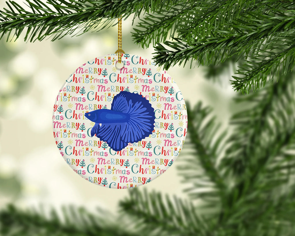 Delta Tail Betta Fish Christmas Ceramic Ornament