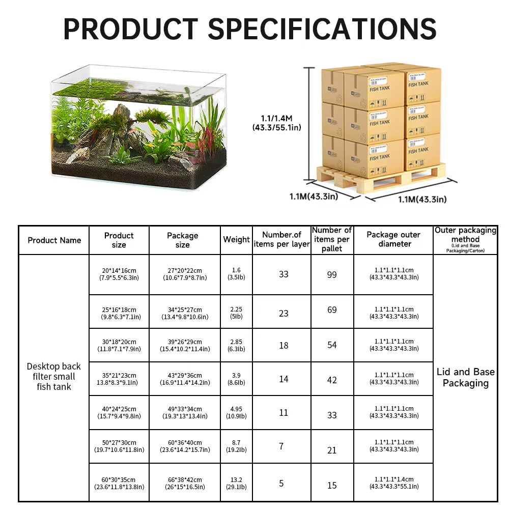 Yee Factory Wholesale 5 in 1 Low Iron Glass Aquarium Ultra White Clear Glass Curved Fish Tank 10 Gallon Small Fish Tank