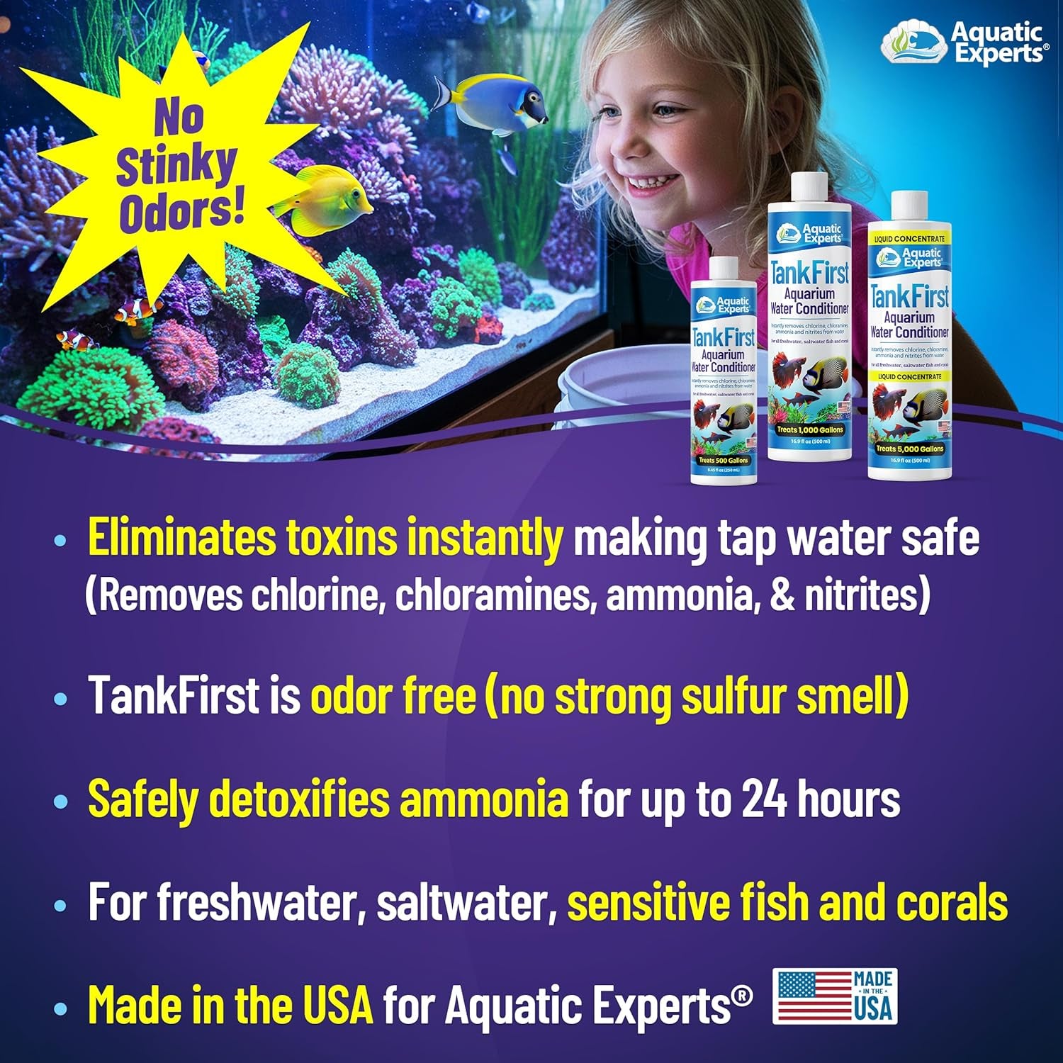 Tankfirst Complete Aquarium Water Conditioner - Effective Chlorine, Chloramines Removal, and Ammonia Detoxification for Fish Tanks (500 mL)