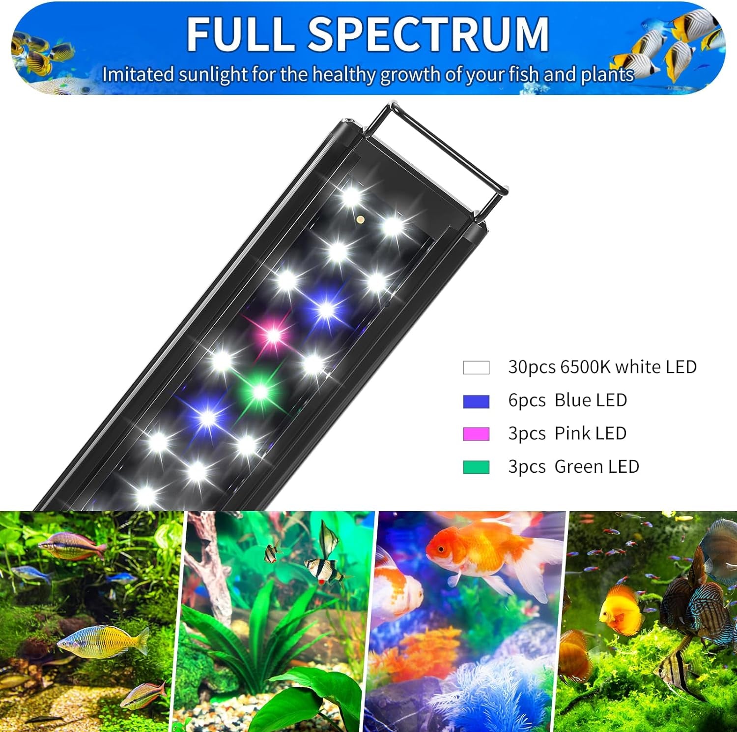 Full Spectrum LED Aquarium Light for 18 to 24 Inch Freshwater Fish Tanks