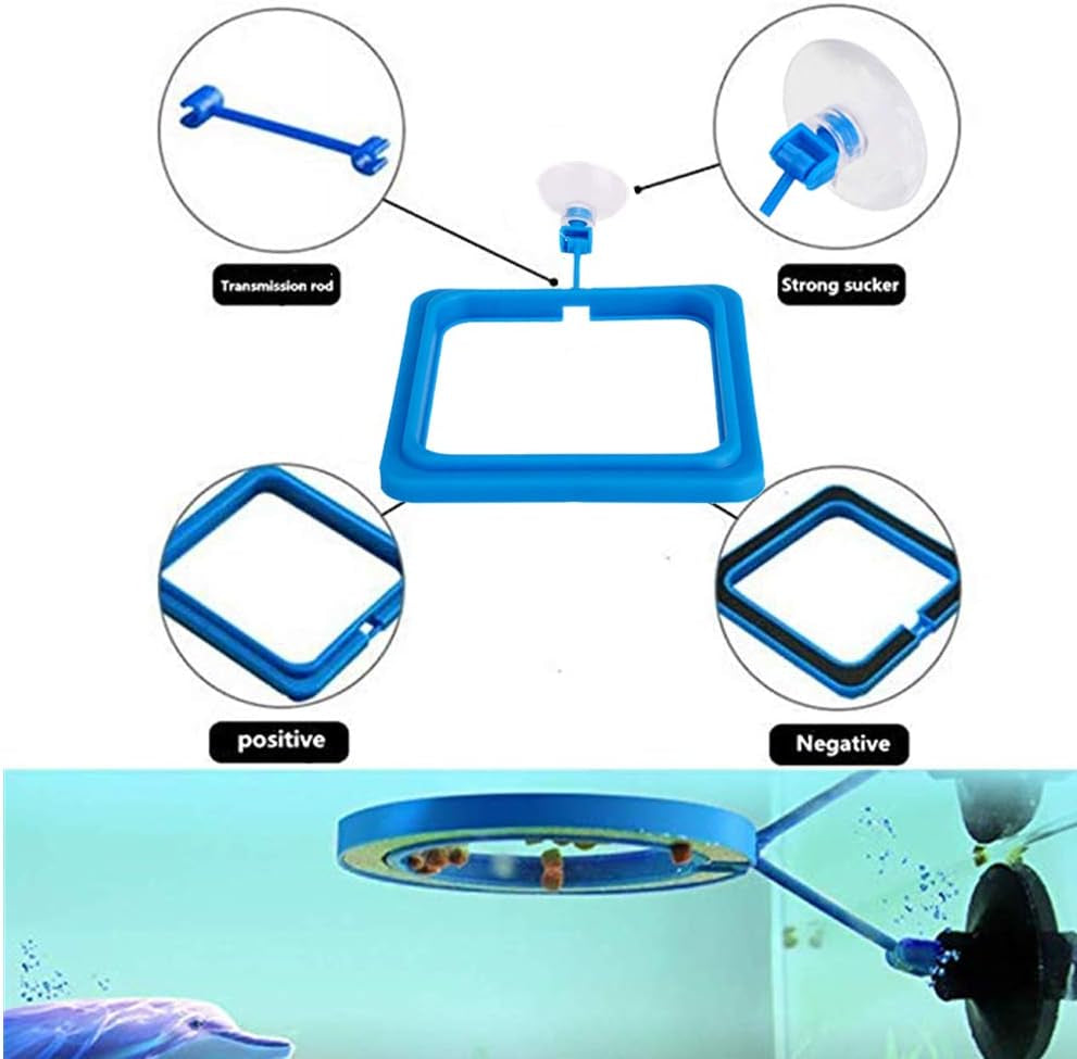 Two-Piece Floating Fish Feeding Ring with Suction Cup – Safe Blue Feeder for Aquariums, Suitable for Guppy, Betta, Goldfish, and More