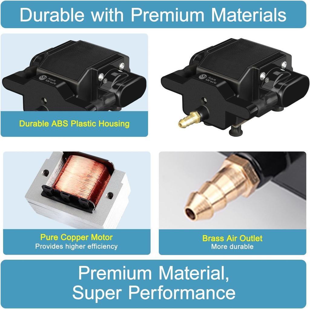 Quiet Aquarium Air Pump 200/317/475GPH High Pressure Commercial Air Pump Pond Aerator Bubbler Hydroponics Air Pump Oxygen Pump