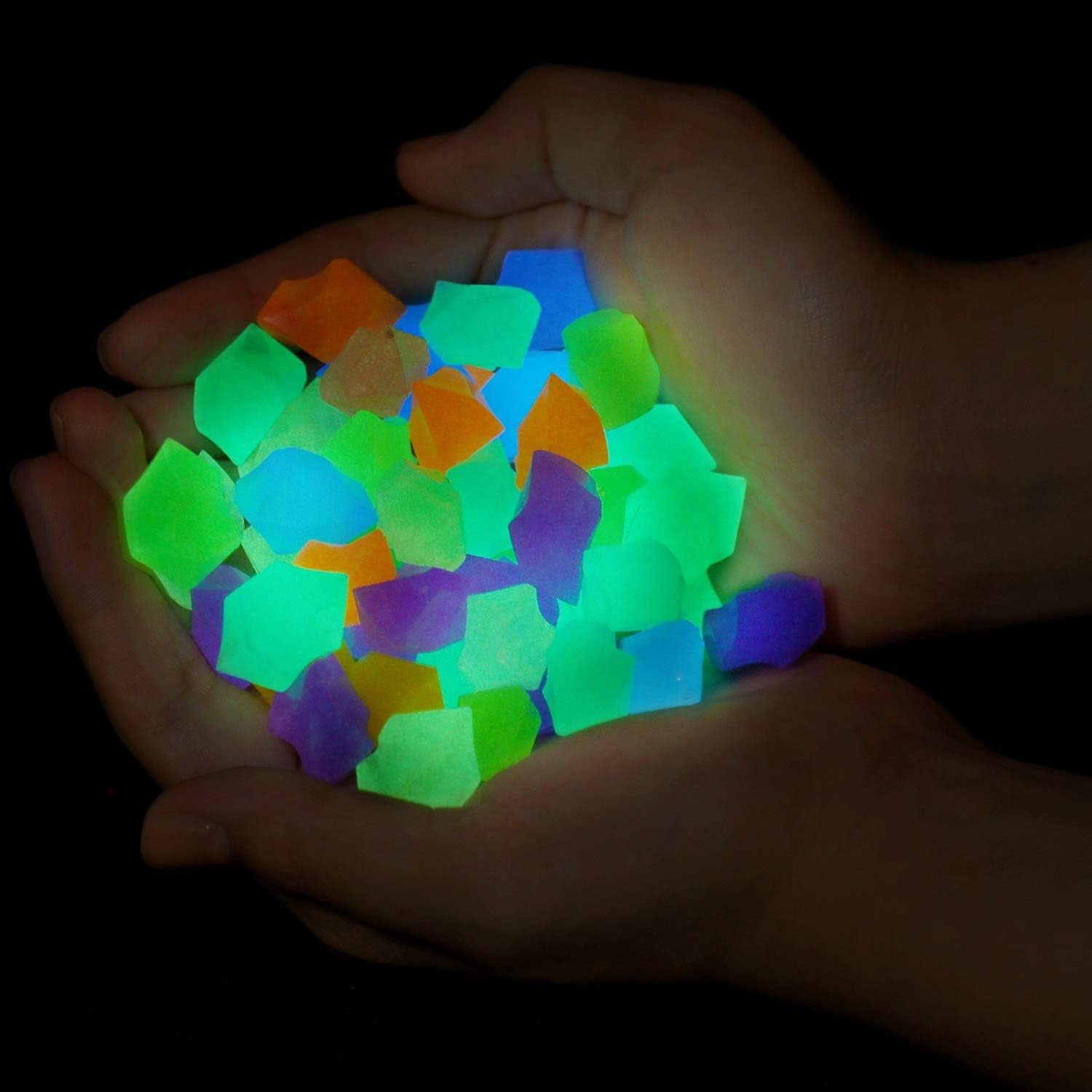 Glow in the Dark Aquarium Decorative Stones – 300-Piece Pack of 1.4 cm Fish and Turtle Tank Pebbles and Gravel