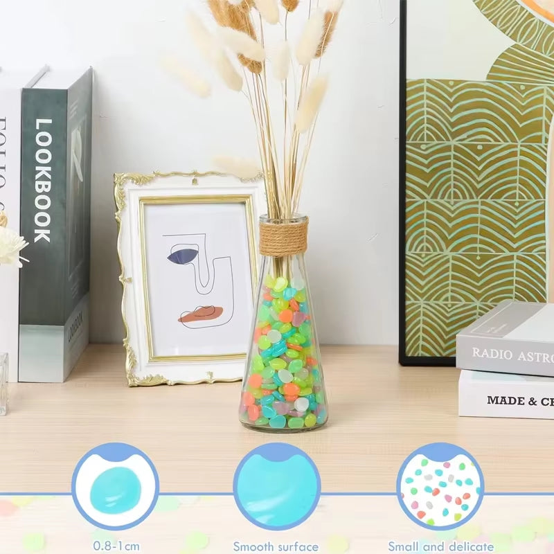 100Pcs Colorful Glowing Rocks for Aquarium Decoration Glow in the Dark Pebbles