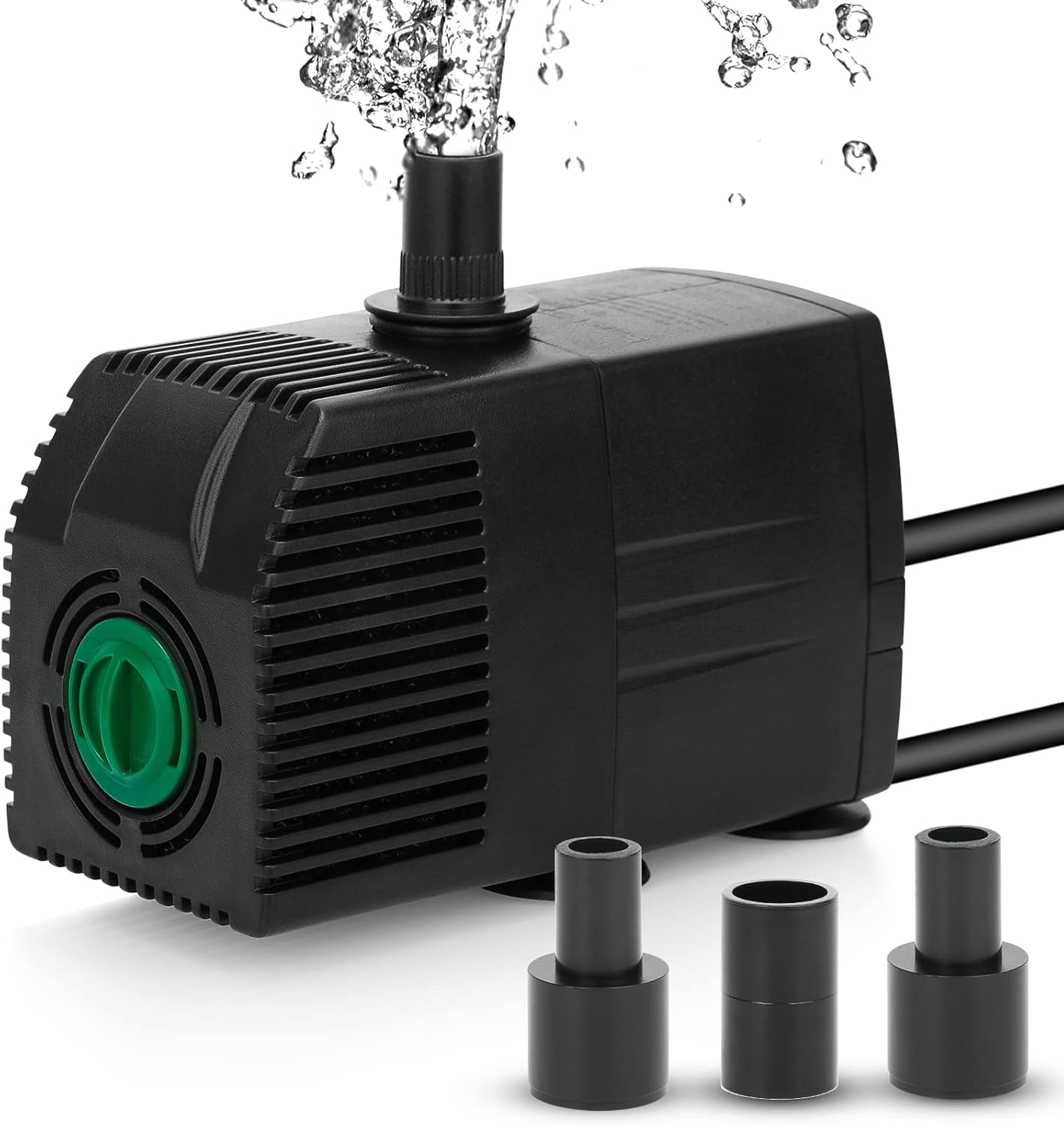 Submersible Water Pump, 200GPH Aquarium Pump with Pre-Filter Screen, Adjustable Fountain Pump with 3 Nozzles and 6Ft Power Cord for Fish Tank, Pond,Hydroponics, Outdoor Waterfall 800L/H,12W