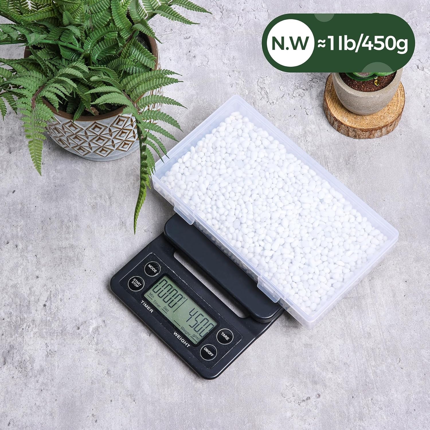 Natural Tumbled White Gravel Stones - 1 LB Irregular Shaped Pebbles for Potted Plants, Bonsai, Vases, and Aquarium Decoration