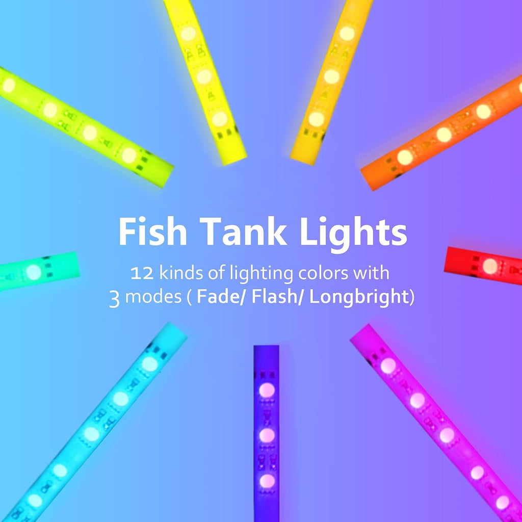 Fish Tank Light Full Spectrum RGB Aquarium Light IP68 Waterproof with Remote Control and 3 Timer Modes LED Fish Tank Lights Memory Submersible Light 7 Inch