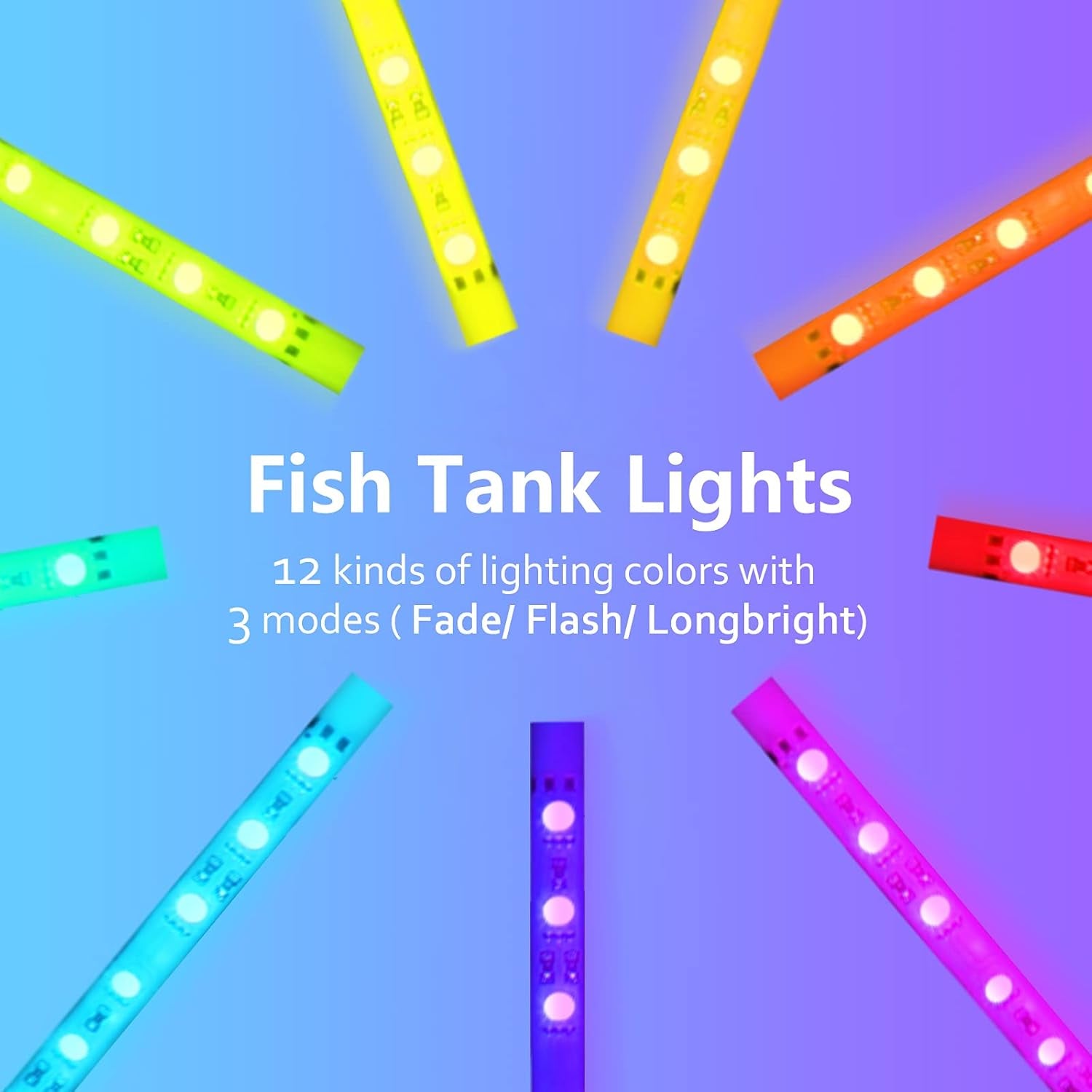Fish Tank Light Full Spectrum RGB Aquarium Light IP68 Waterproof with Remote Control and 3 Timer Modes LED Fish Tank Lights Memory Submersible Light 7 Inch