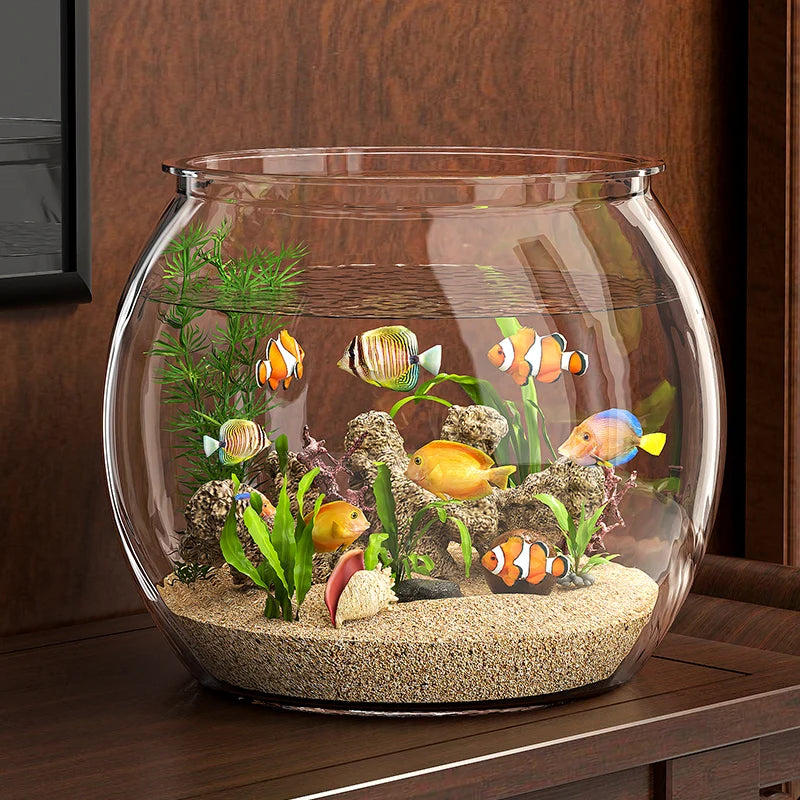 Elevate Your Home Decor with the 6L Luxury Round Plastic Fish Tank - Perfect for Goldfish and Modern Living Spaces