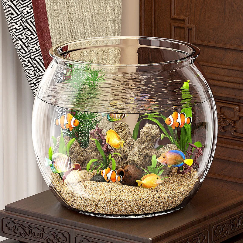 Elevate Your Home Decor with the 6L Luxury Round Plastic Fish Tank - Perfect for Goldfish and Modern Living Spaces