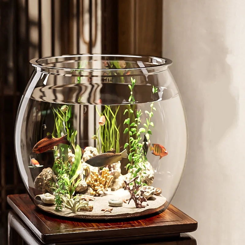 Elevate Your Home Decor with the 6L Luxury Round Plastic Fish Tank - Perfect for Goldfish and Modern Living Spaces